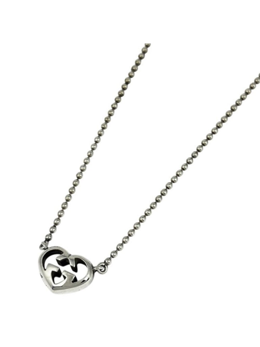 Gucci Necklace Interlocking G Heart 925 Sterling Silver